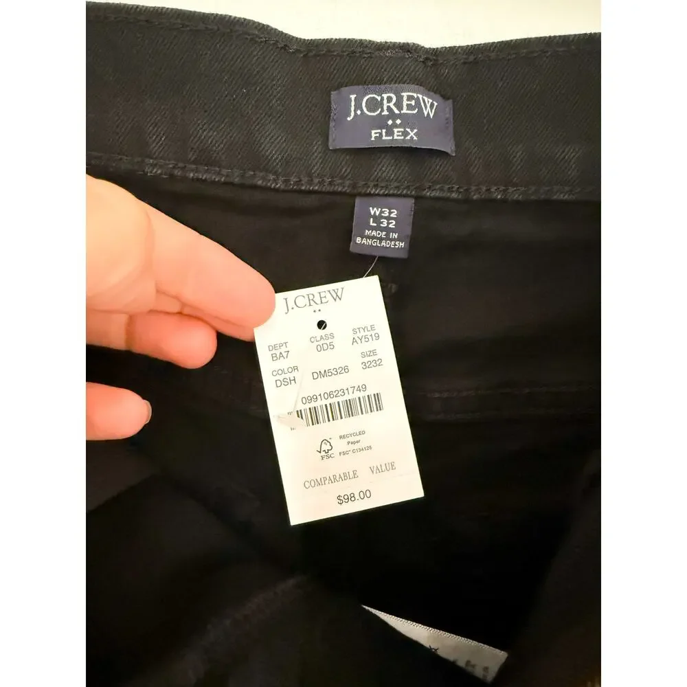 J. Crew Factory | NWT Straight-fit jean signature flex Dark Shadow Black | 32x32